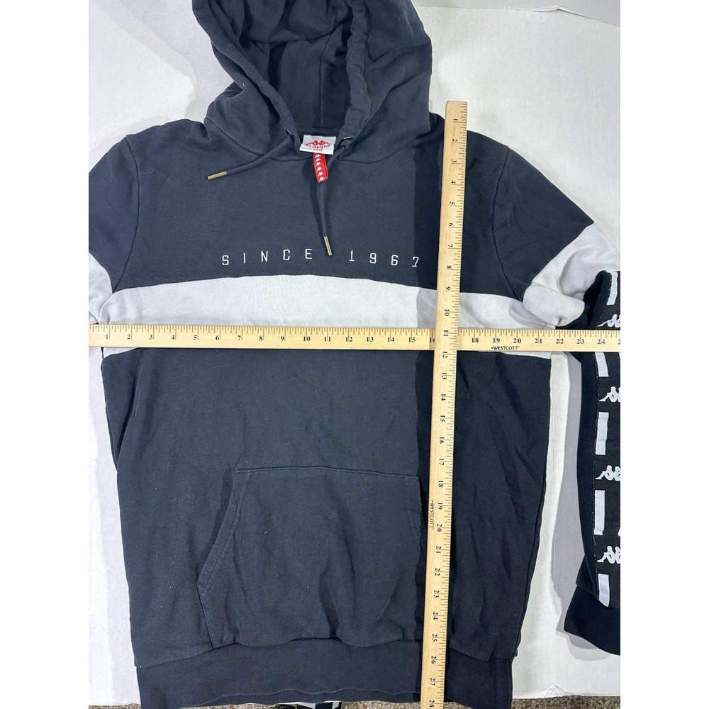 Kappa Since 1967 Hoodie Black Gray Logo Tape Pullover Sweatshirt Men's L - Picture 4 of 4